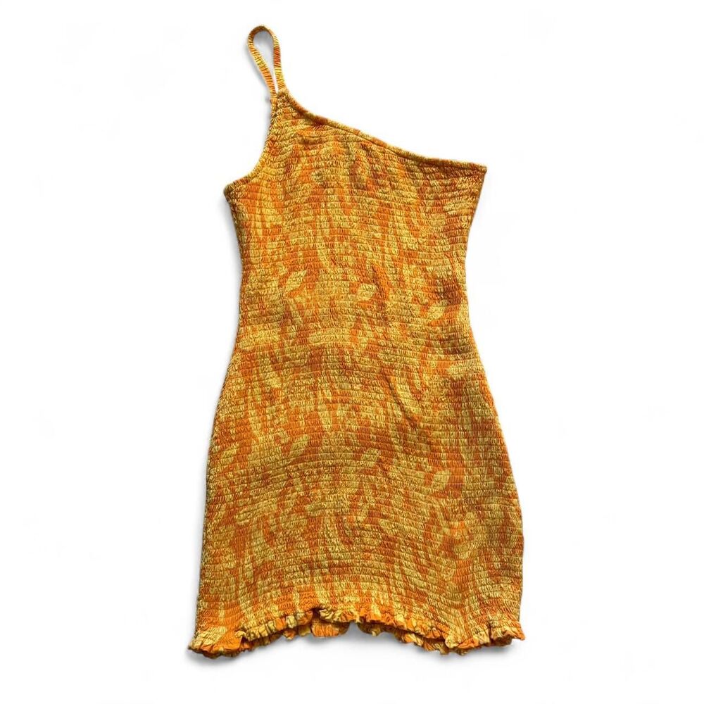 L*Space one shoulder smocked tropical  mini dress